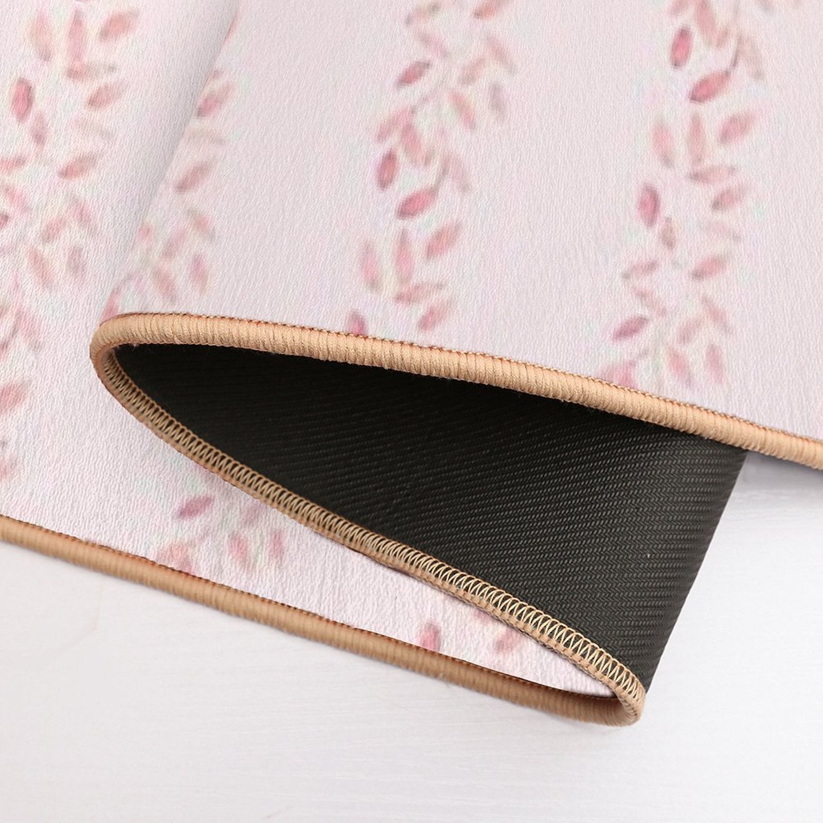 Pastel Floral Tone on Tone Watercolor Stripe Bella Petals in Pink Diamond  Toxin-Free Bath Mat
