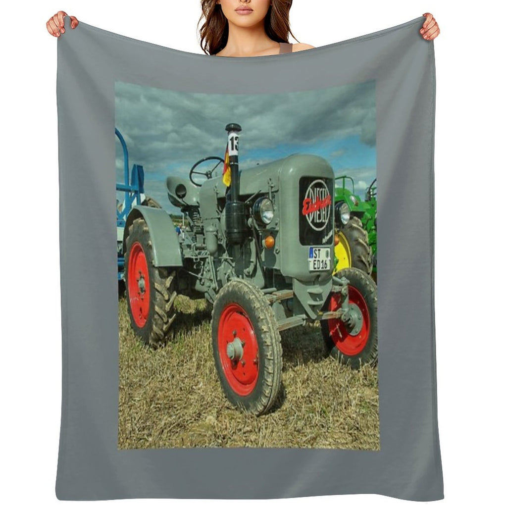 Eicher Diesel Tractor Machine-washable Throw Blanket
