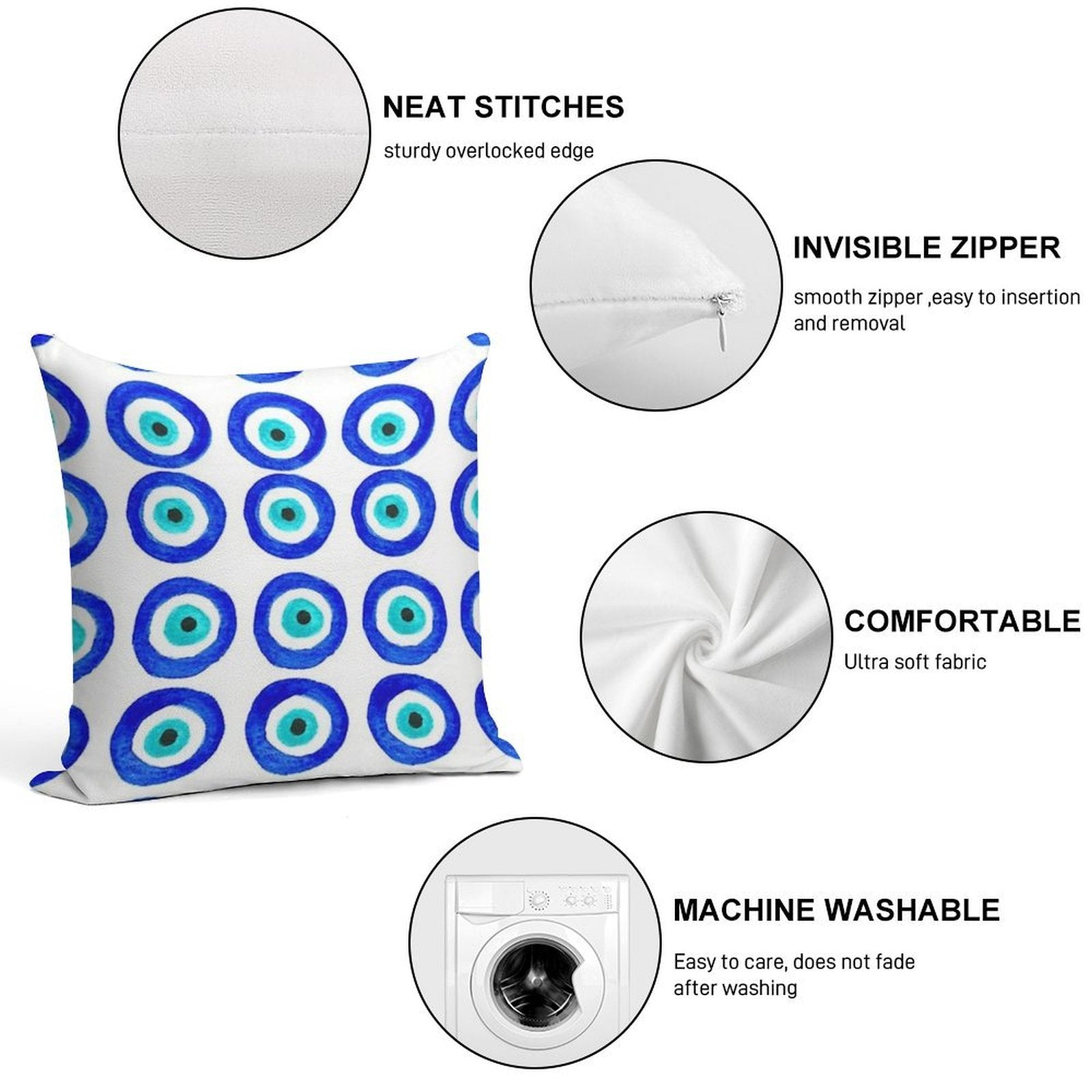 Evil Eye Soft Luxury Feel Throw Pillow