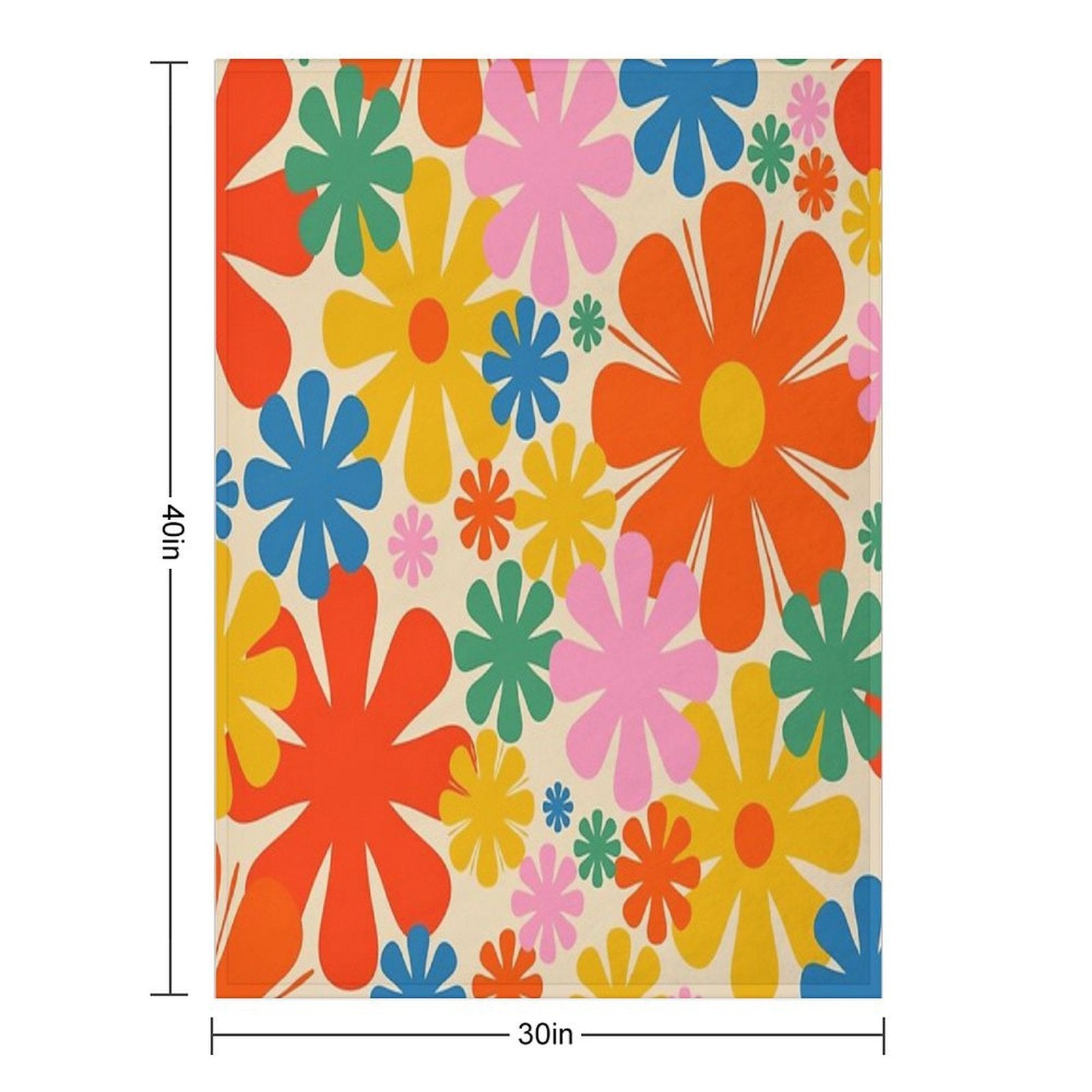 Retro 60s 70s Aesthetic Colorful Floral Pattern All-season Throw Blanket
