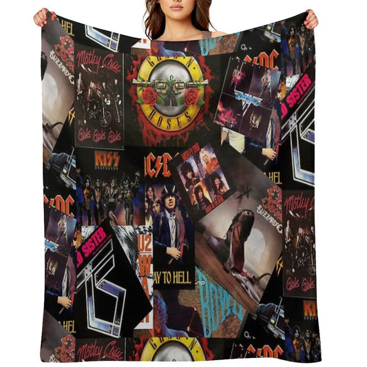 1980s Rock Bands Collage Multi-functional Throw Blanket