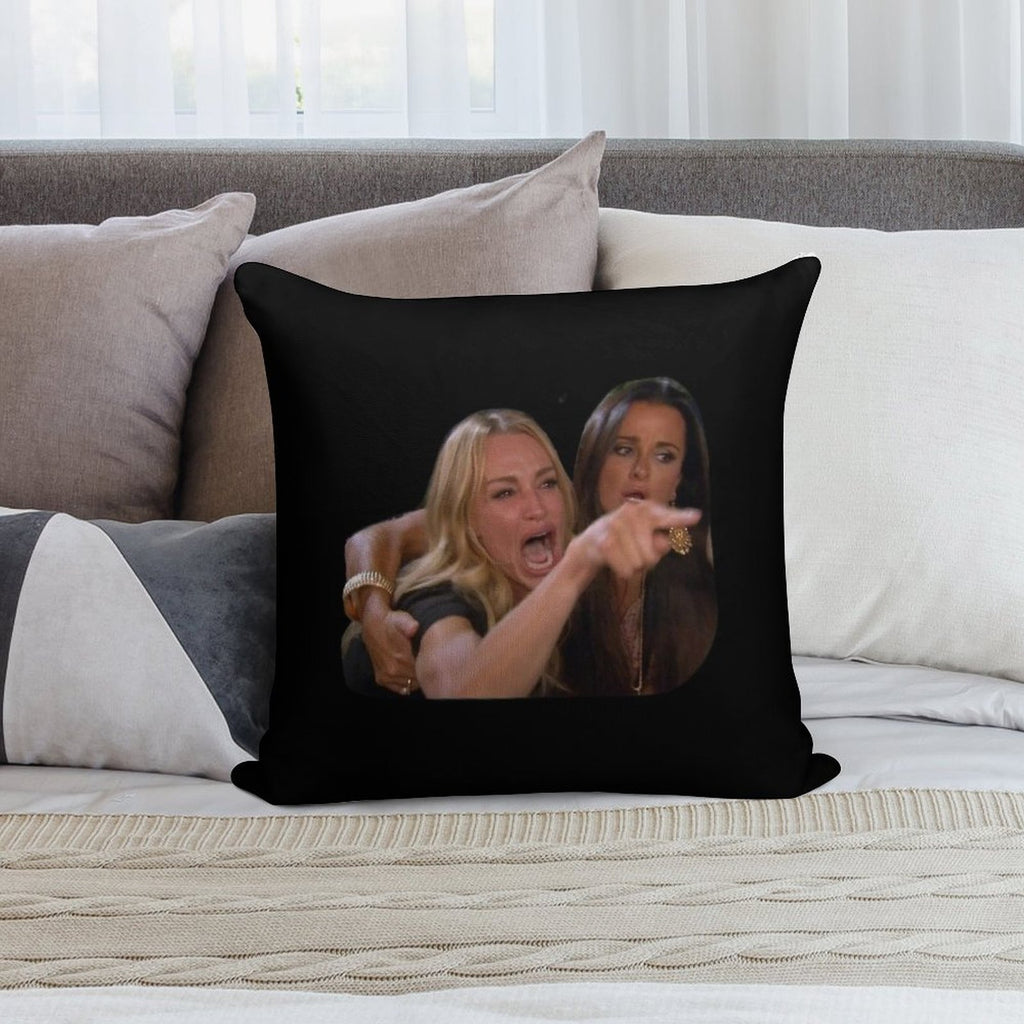 Woman Yelling at A Cat-Funny Memes Soft High-Density Material Throw Pillow
