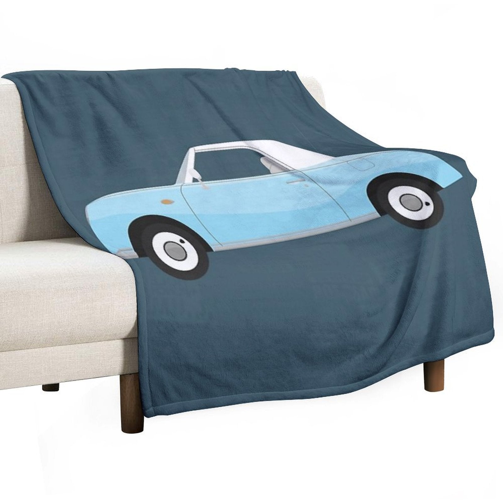 Pale Aqua Nissan Figaro Plush Throw Blanket