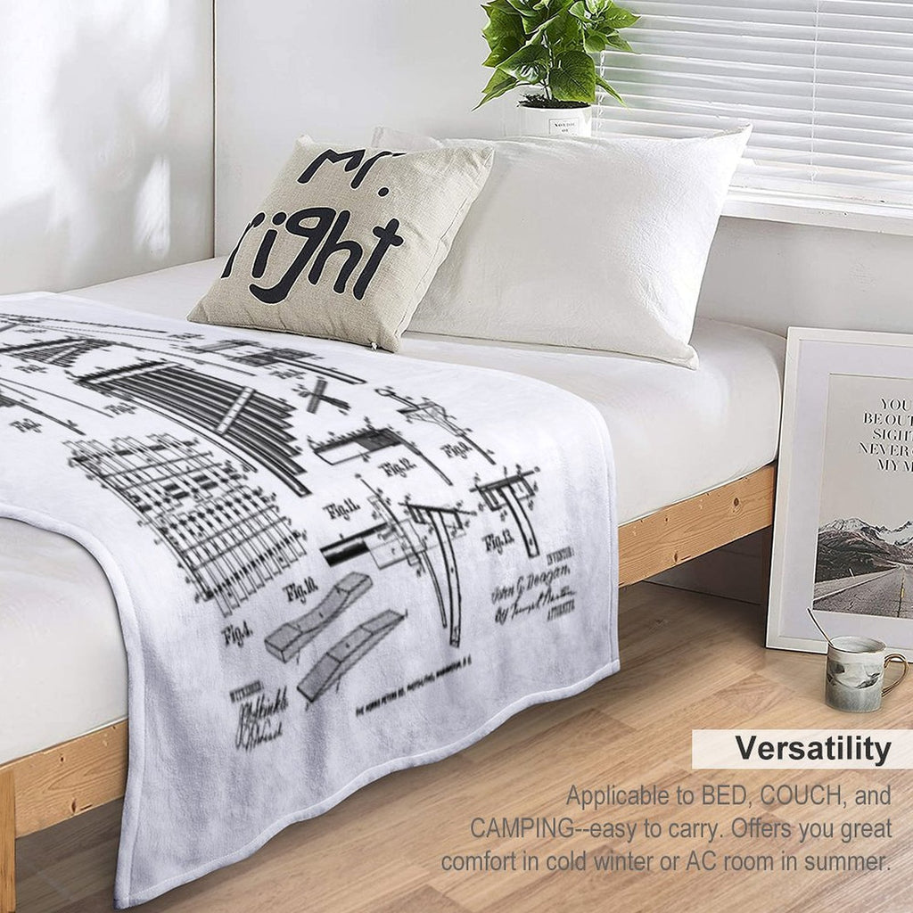 Marimba Player Percussion Musical Instrument Vintage Patent Premium Throw Blanket
