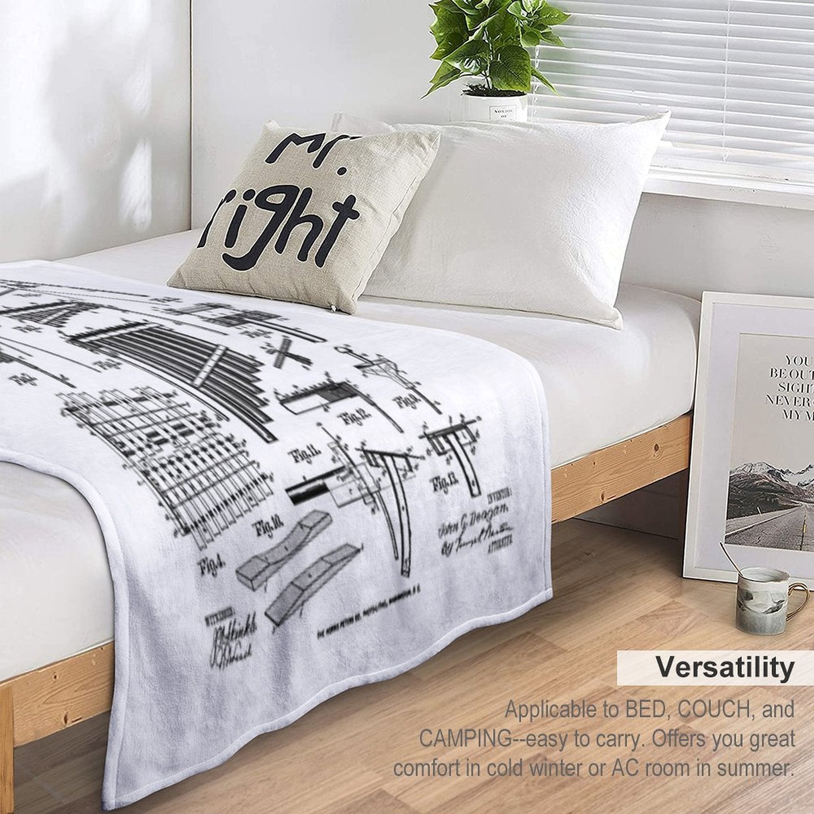 Marimba Player Percussion Musical Instrument Vintage Patent Premium Throw Blanket