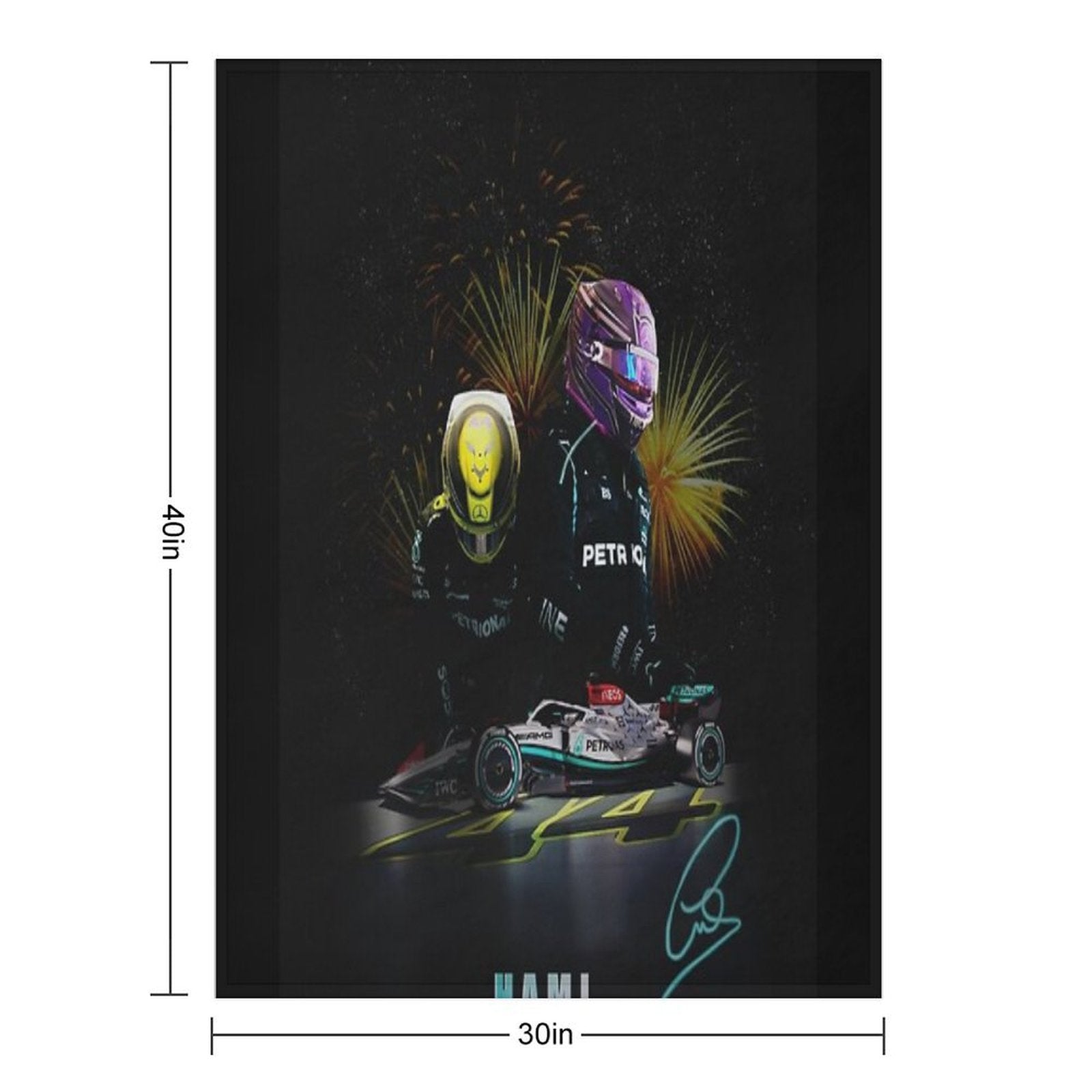 Lewis Hamilton Digital Art Posters Plush Throw Blanket