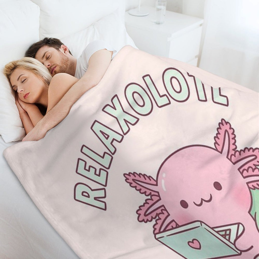 Cute Relax A Lot Axolotl Funny Pun Lightweight Throw Blanket