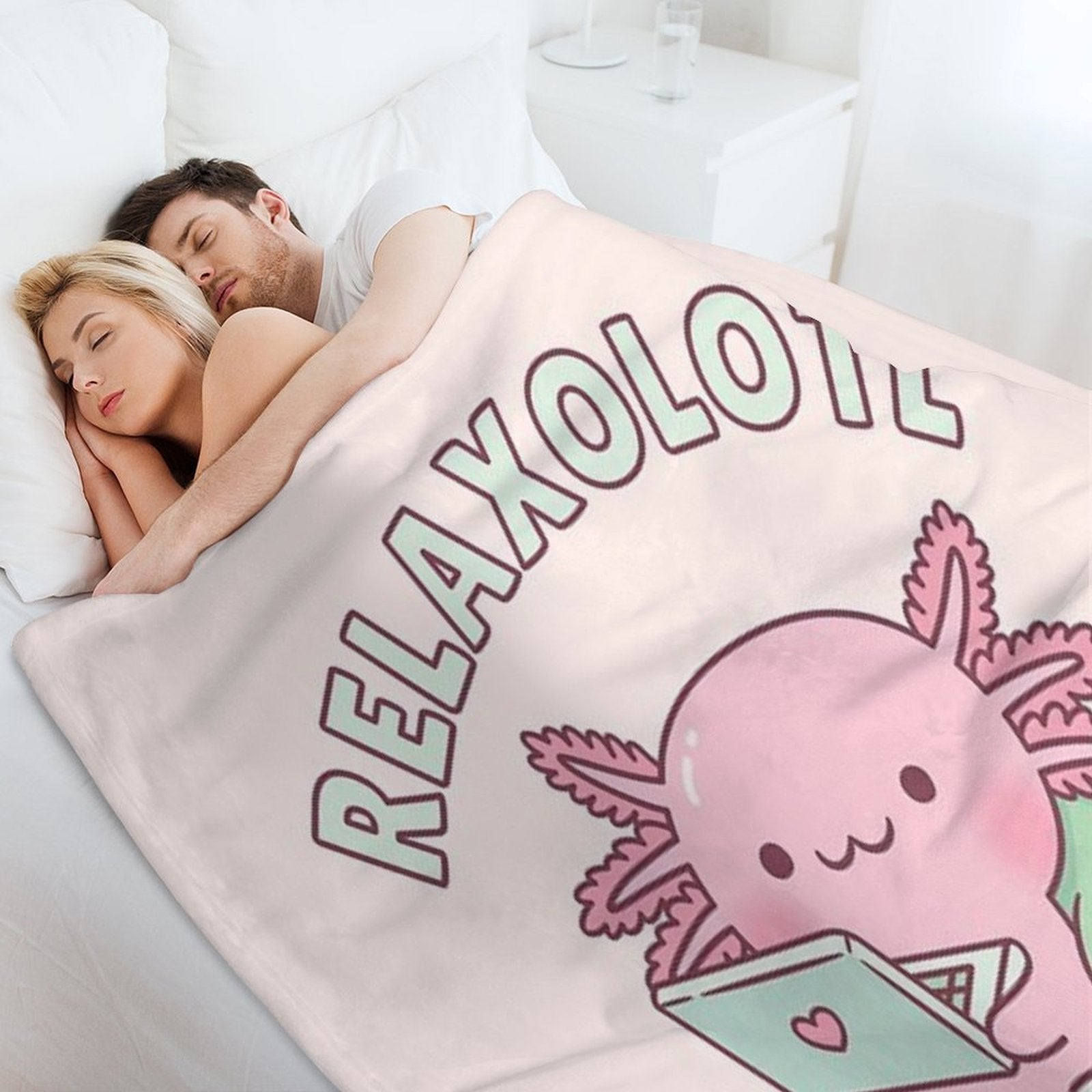 Cute Relax A Lot Axolotl Funny Pun Lightweight Throw Blanket