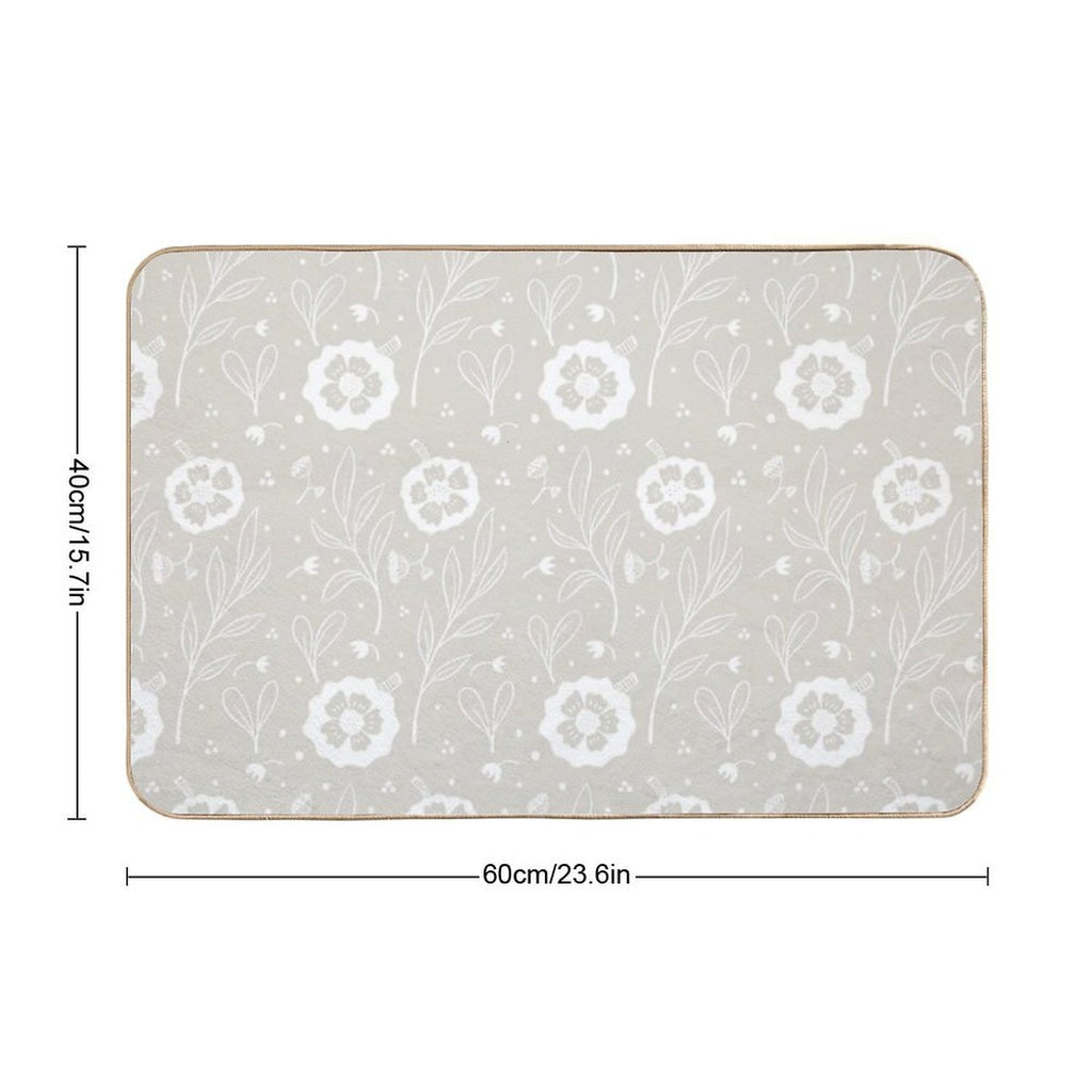 Delicate Doodle Floral Pattern  Absorbent Bath Mat