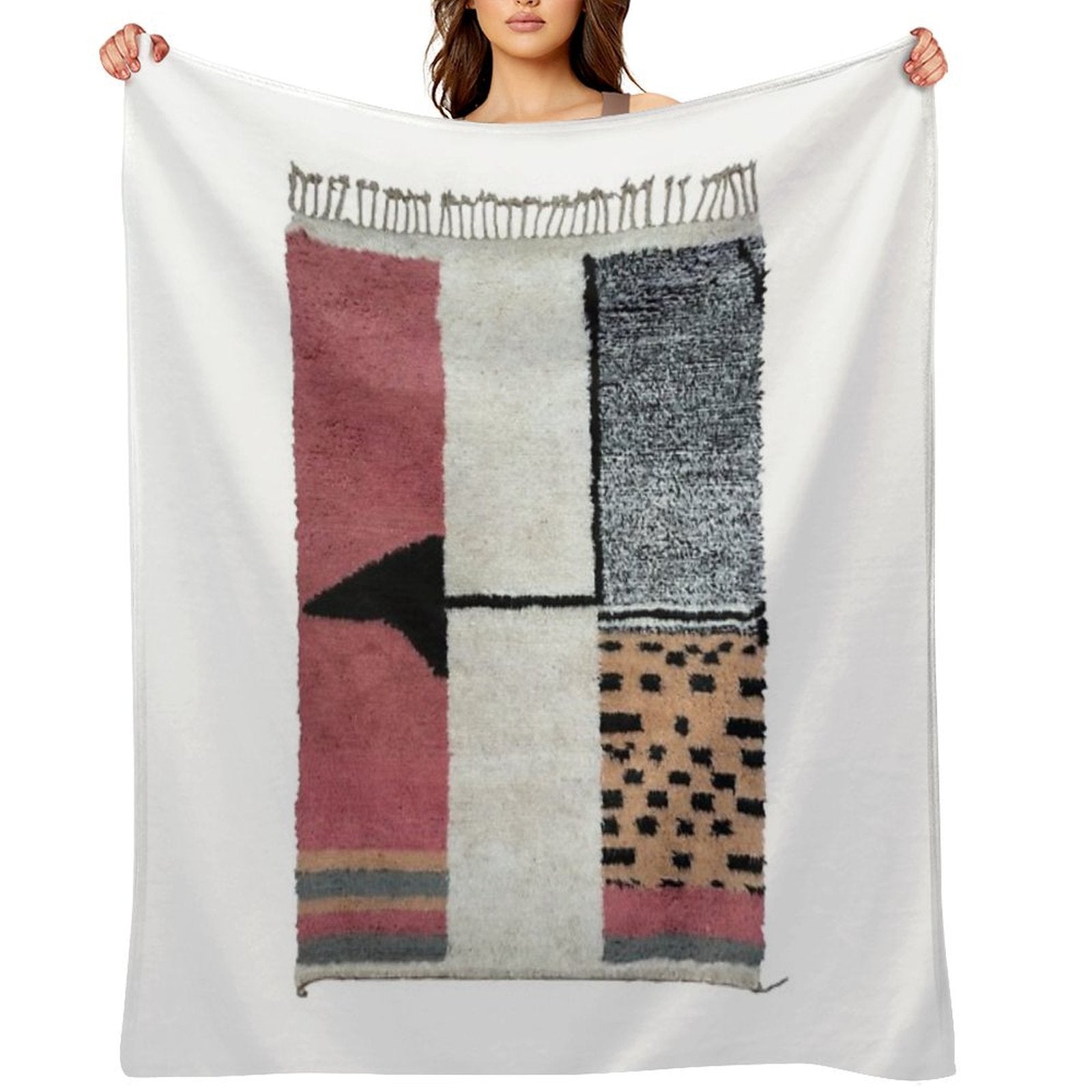 Traditional Farmhouse Rustic  Style Artwork Cactus Sabra Rug-handmade Silk  Boho Old Gift-ready Throw Blanket