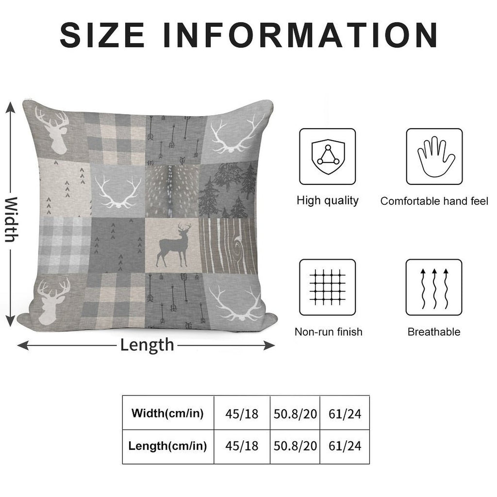 Rustic Woodland Patchwork - Grey And Beige Soft Skin-Friendly Throw Pillow