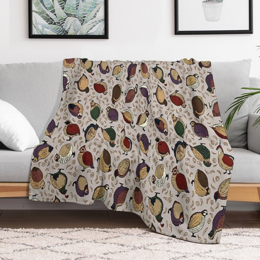 Rustic Quail (Now With More Quail!) Durable Throw Blanket