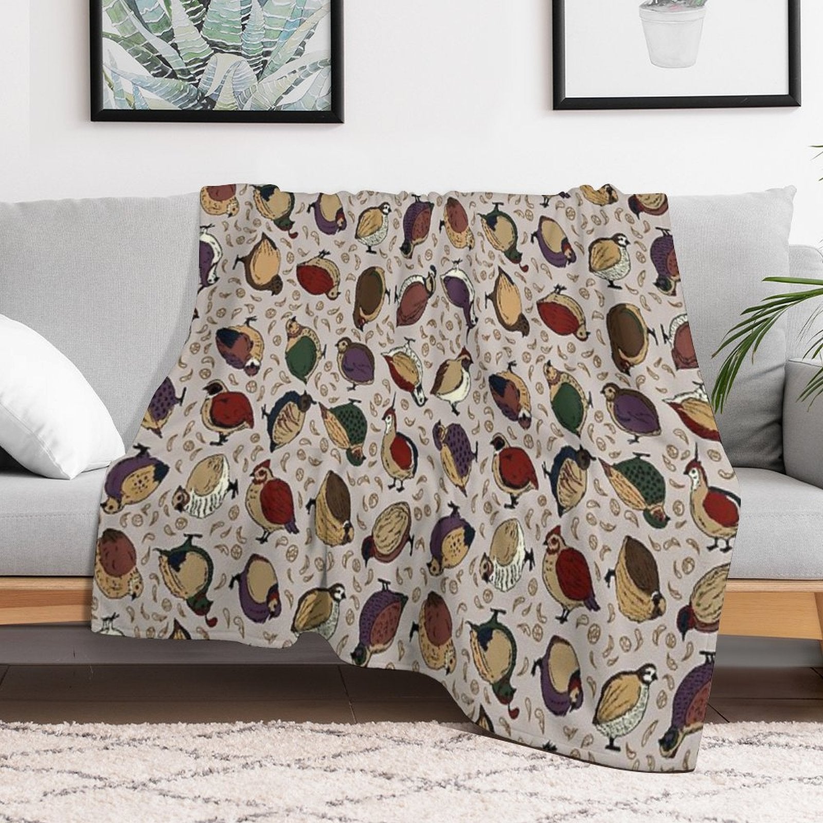 Rustic Quail (Now With More Quail!) Durable Throw Blanket