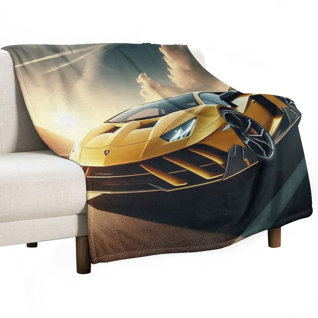 Lamborghini Sports Car on A Stunning Road Comfort Throw Blanket