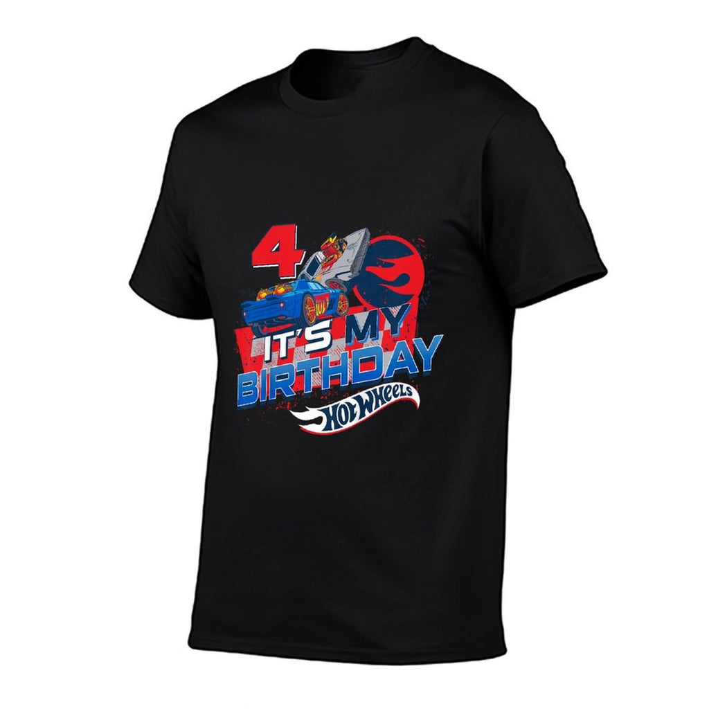 Kids Hot Wheels Race Team It's My 4th Birthday  Polyester Blend T-Shirt