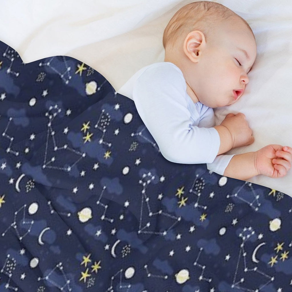 Galaxy - Cosmos, Moon And Stars. Astronomy Pattern. Cute Cartoon Universe Design. Multi-functional Throw Blanket