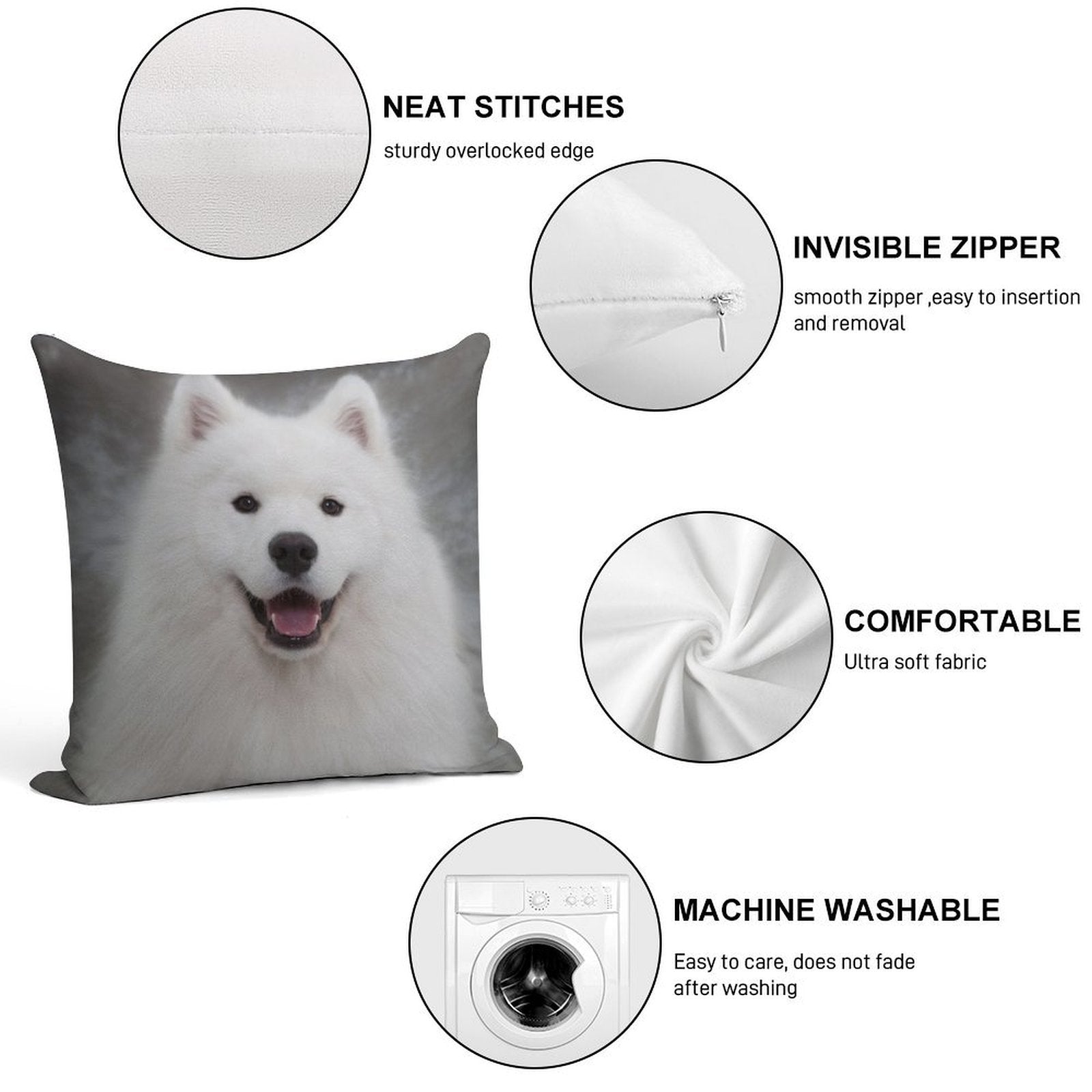 Samoyed Puppy Dog Soft Home Decor Throw Pillow