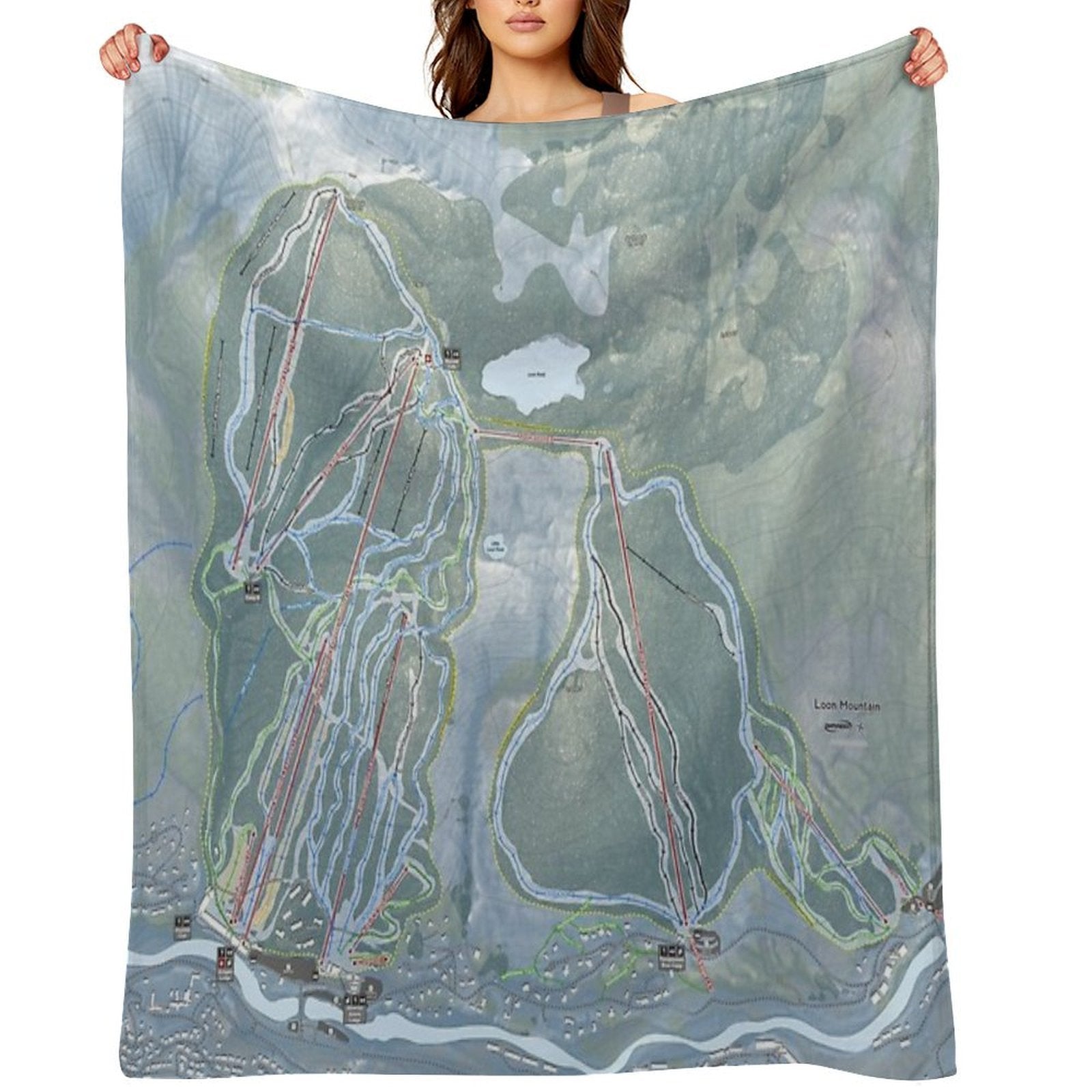 Loon Mountain Resort Trail Map Velvety-soft Throw Blanket