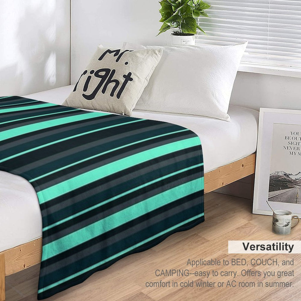 Teal Stripes Multi-functional Throw Blanket