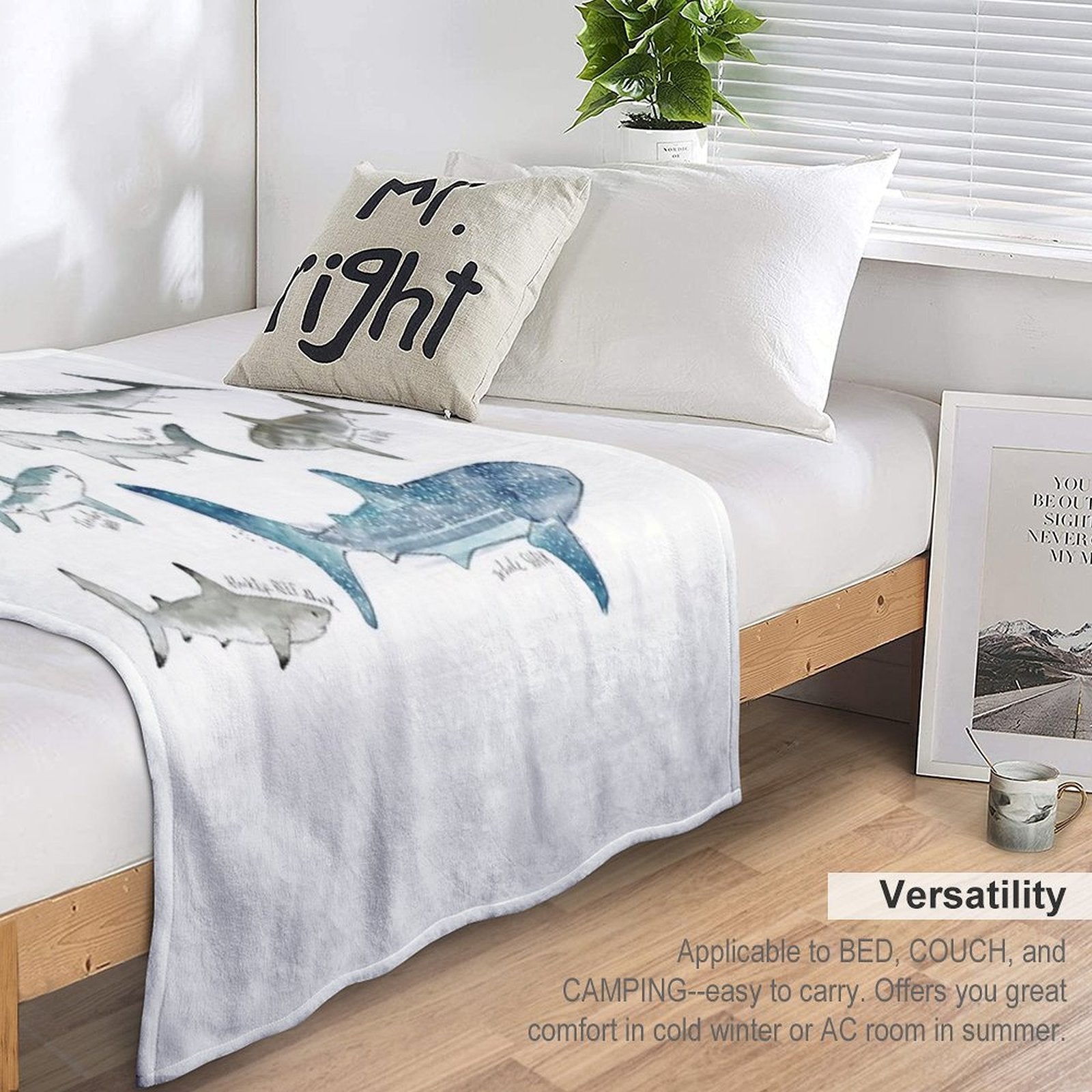 Sharks - Landscape Format Velvety-soft Throw Blanket