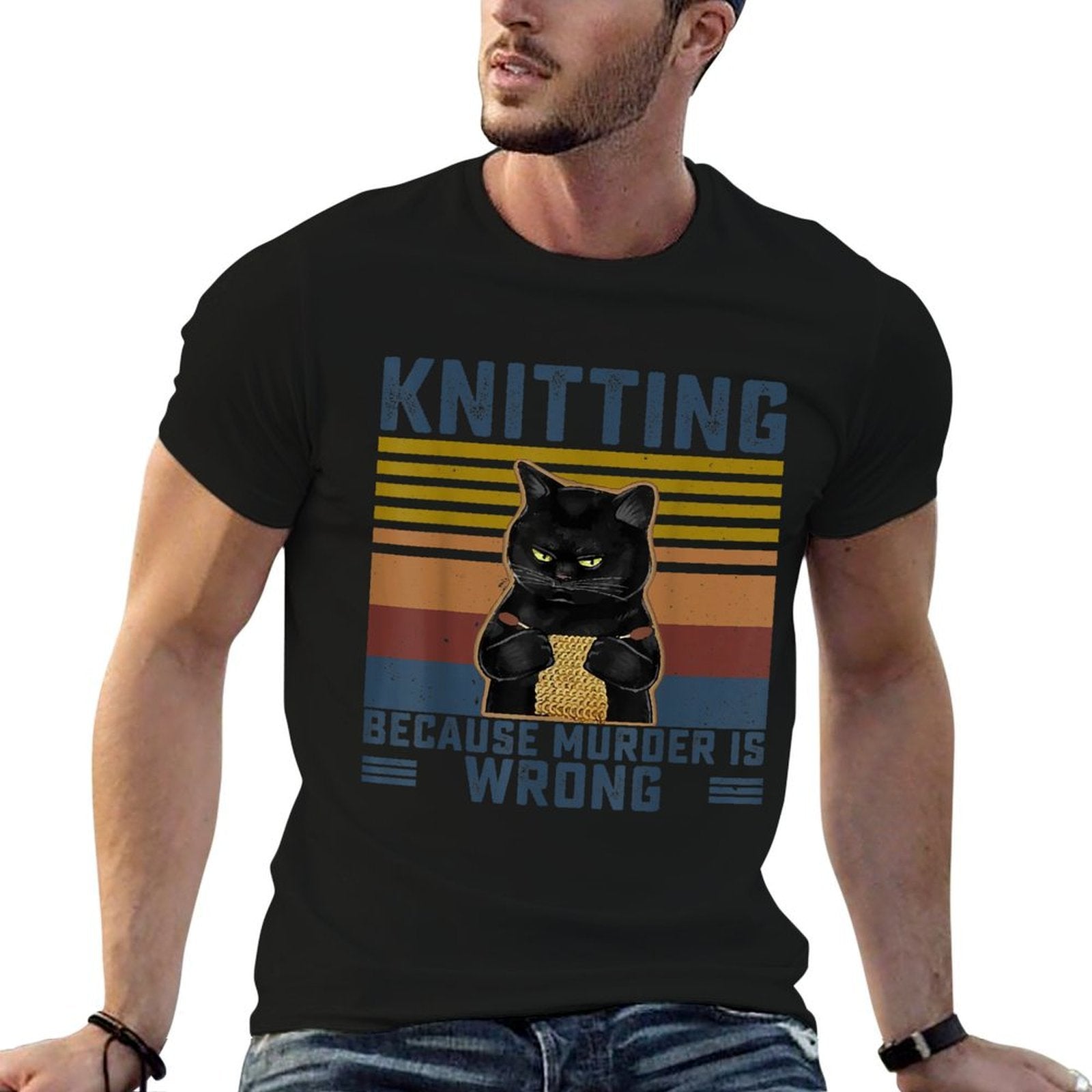 Knitting Because Murder Is Wrong Knitting Lover Knitter  Affordable Price T-Shirt