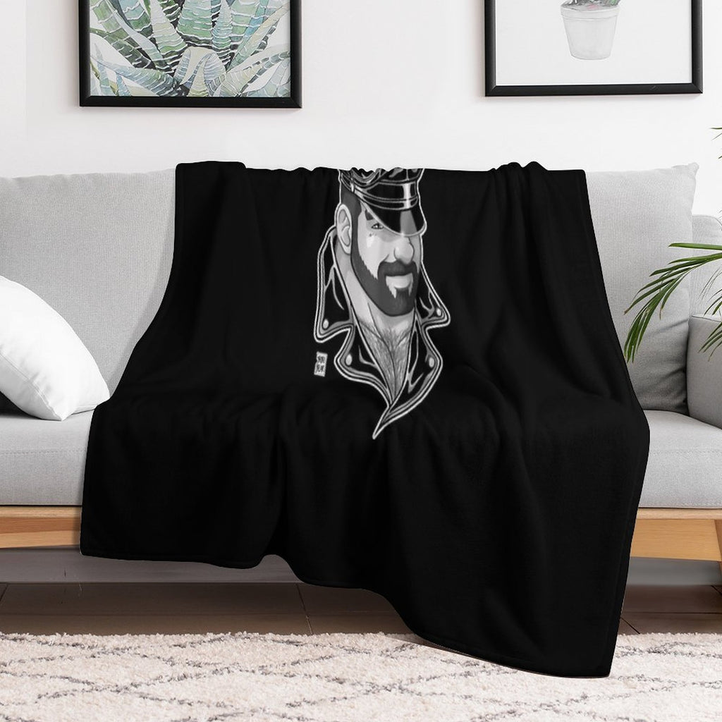 ADAM LIKES LEATHER - BLACK AND WHITE Quick-dry Throw Blanket