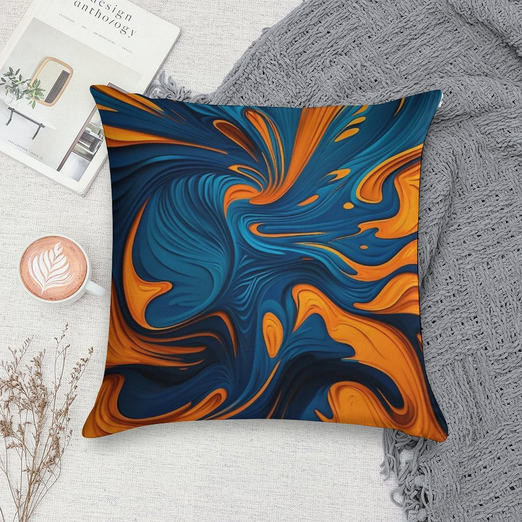 Oil Paint Orange And Blue Pattern Soft Luxury Feel Throw Pillow