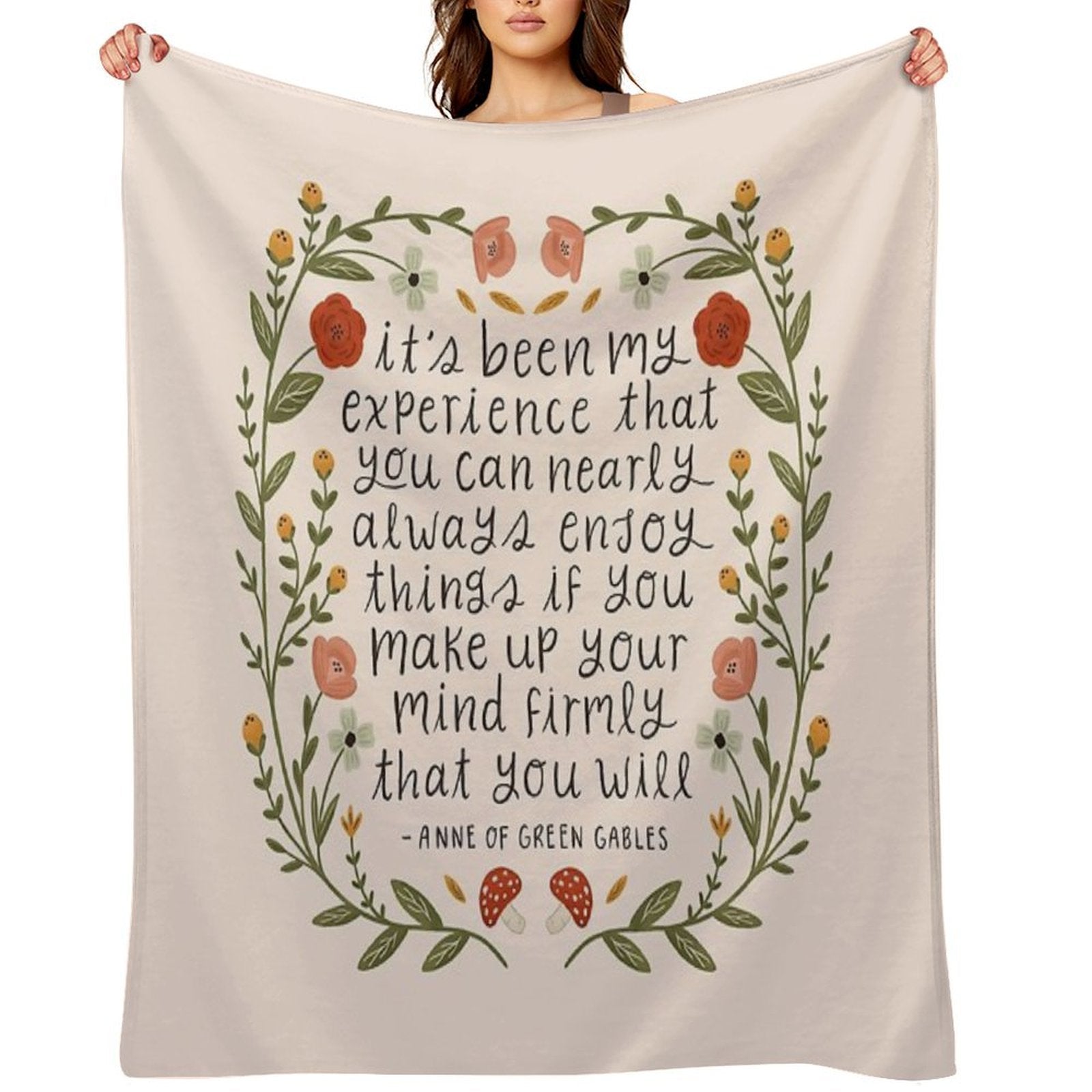 Anne of Green Gables Enjoy Things Quote Plush Throw Blanket