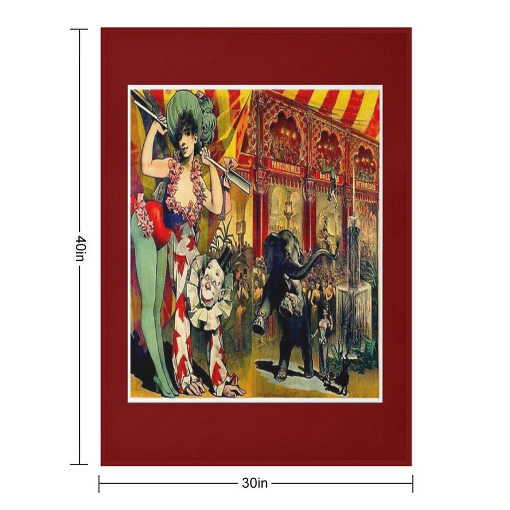 CIRCUS  Vintage 1890 Circus Advertising Print Velvety-soft Throw Blanket