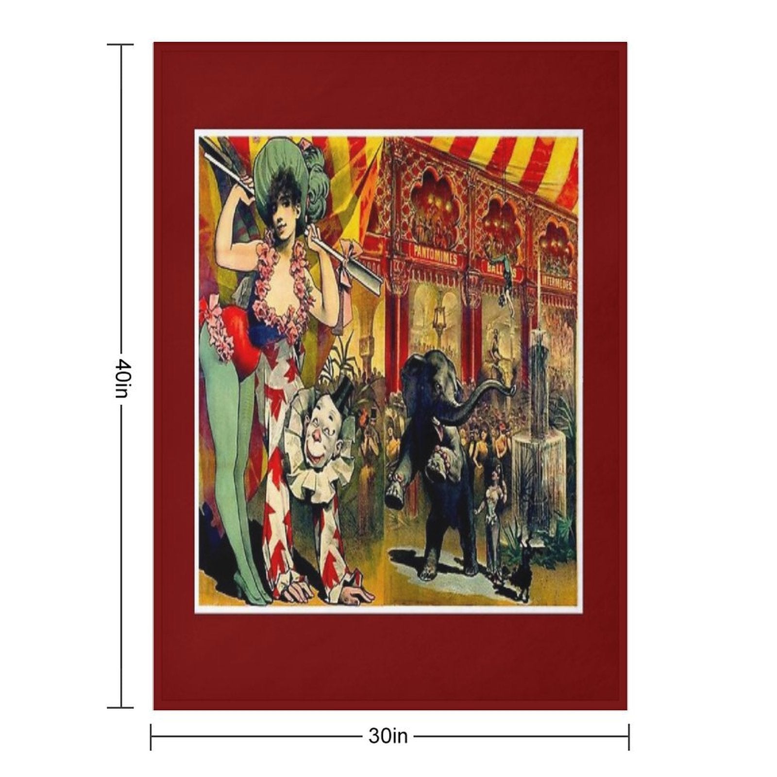CIRCUS  Vintage 1890 Circus Advertising Print Velvety-soft Throw Blanket