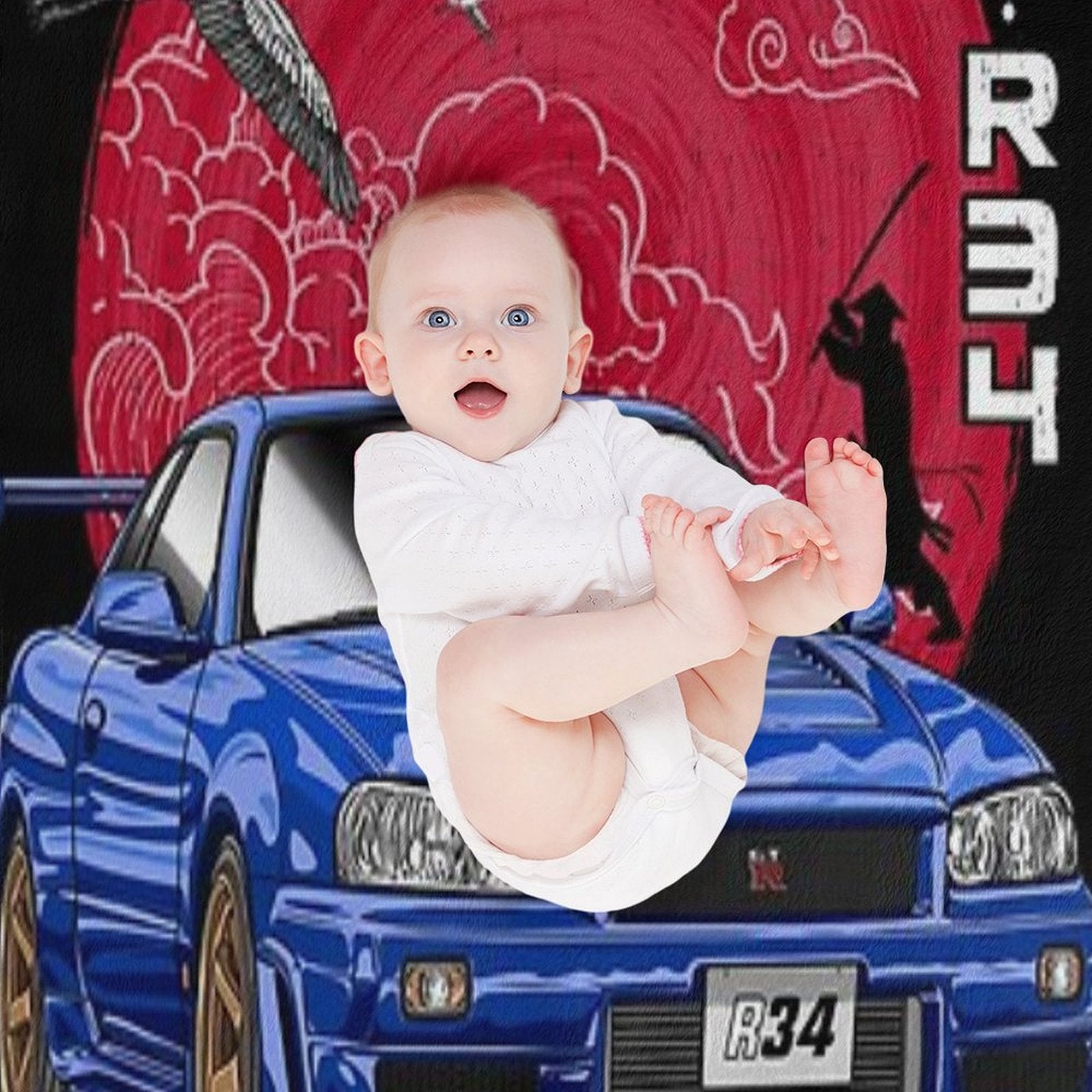 Nippon JDM Nissan Skyline GT-R R34 Anti-pilling Throw Blanket