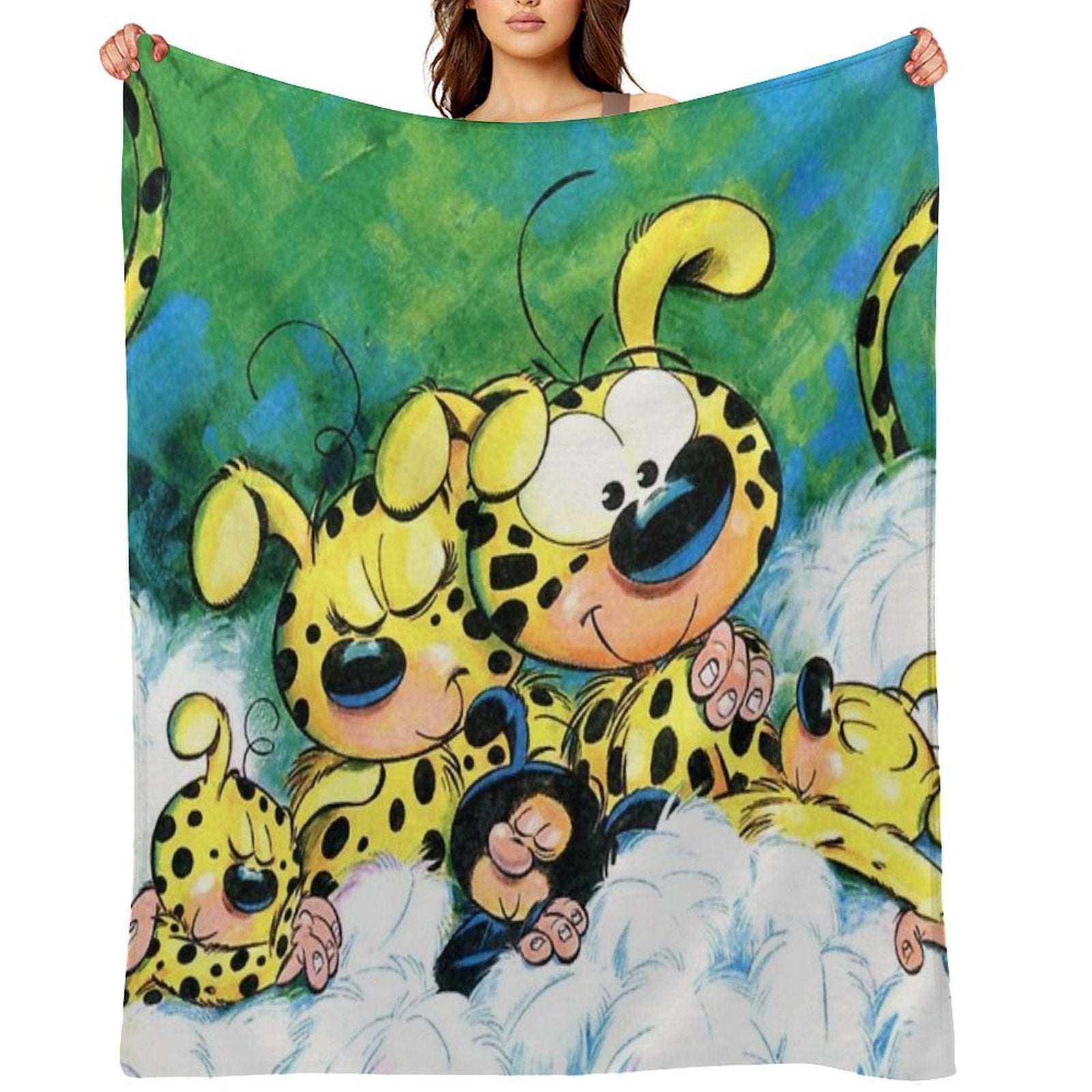 Marsupilami with Family Sleeping Easy Care Throw Blanket