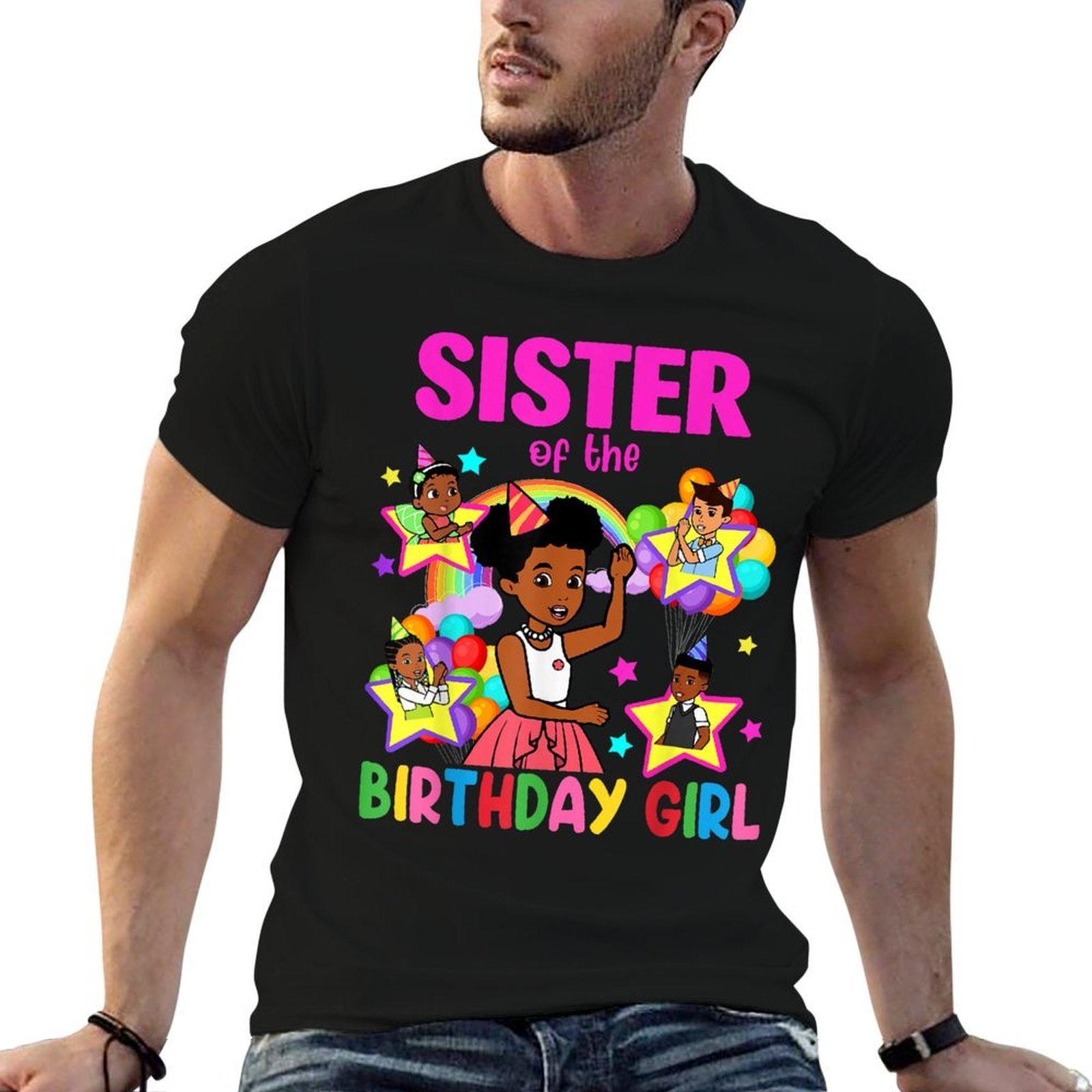 Sister Of Birthday Girl Gracie Birthday Dolls Girl Party  Stretchy T-Shirt