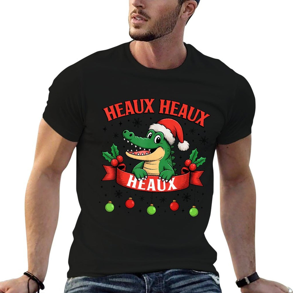 Funny Heaux Heaux Heaux Alligator Funny Cajun Christmas  Oversized Silhouette T-Shirt
