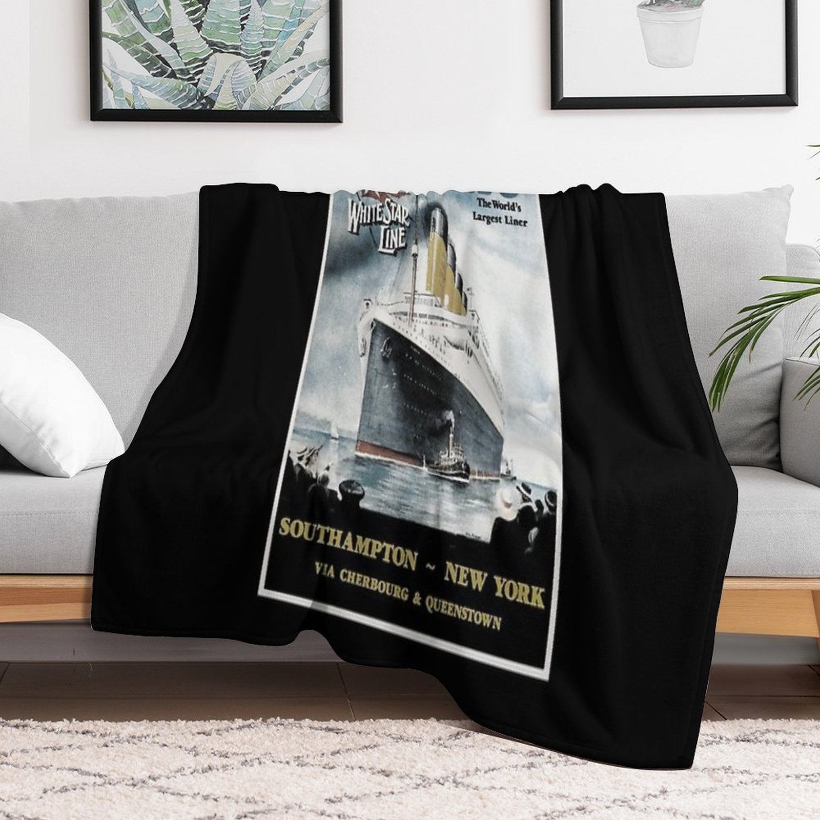 Titanic - Vintage Poster Eco-conscious Throw Blanket