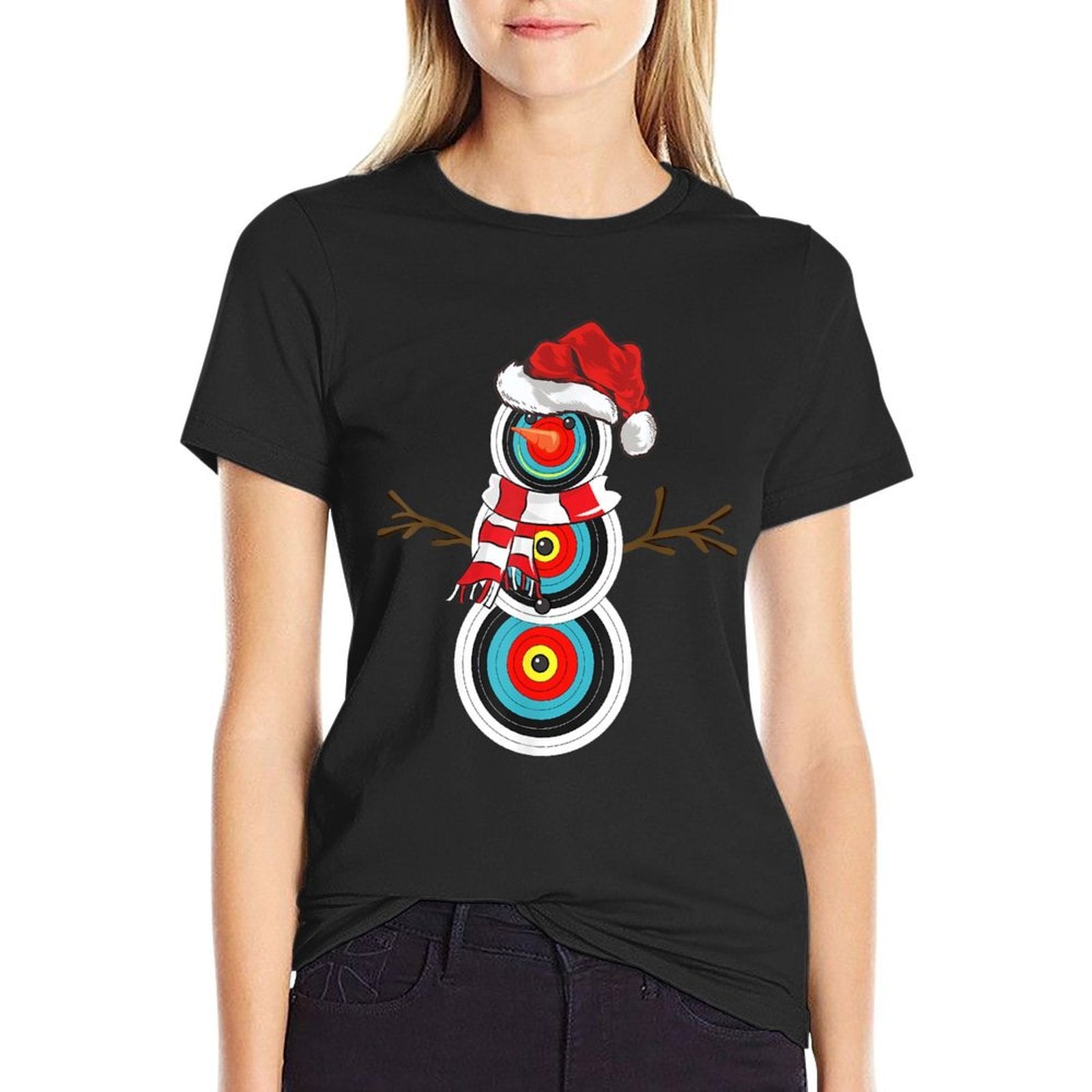 Archery Xmas Gift Santa Hat Snowman Archery Christmas  High-quality Stitching T-Shirt