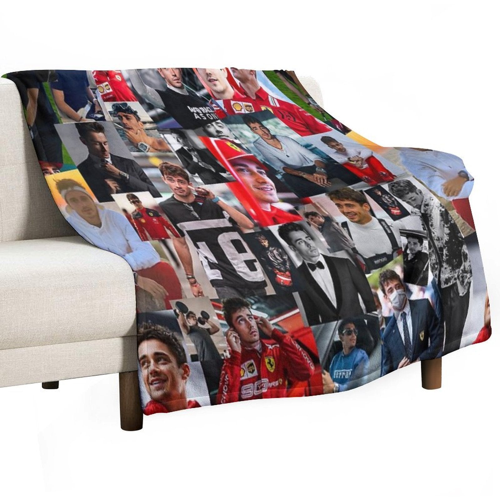 Charles Leclerc Monacan Motorsports Racing Driver Collage Plush Throw Blanket