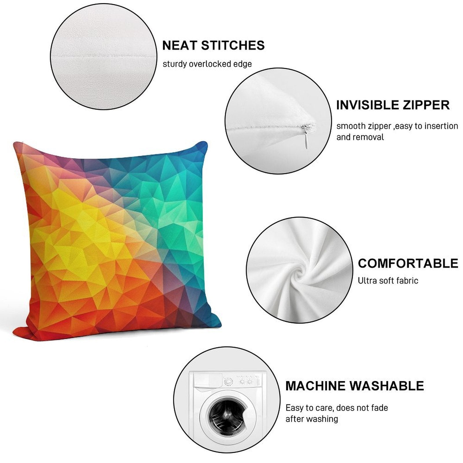 Abstract Multi Color Cubizm Painting Soft Gift Ready Throw Pillow