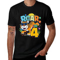 Kids 4th Birthday ROAR I'M 4 Year Old Boys Tiger Safari Gift Top  Fade-proof Color T-Shirt