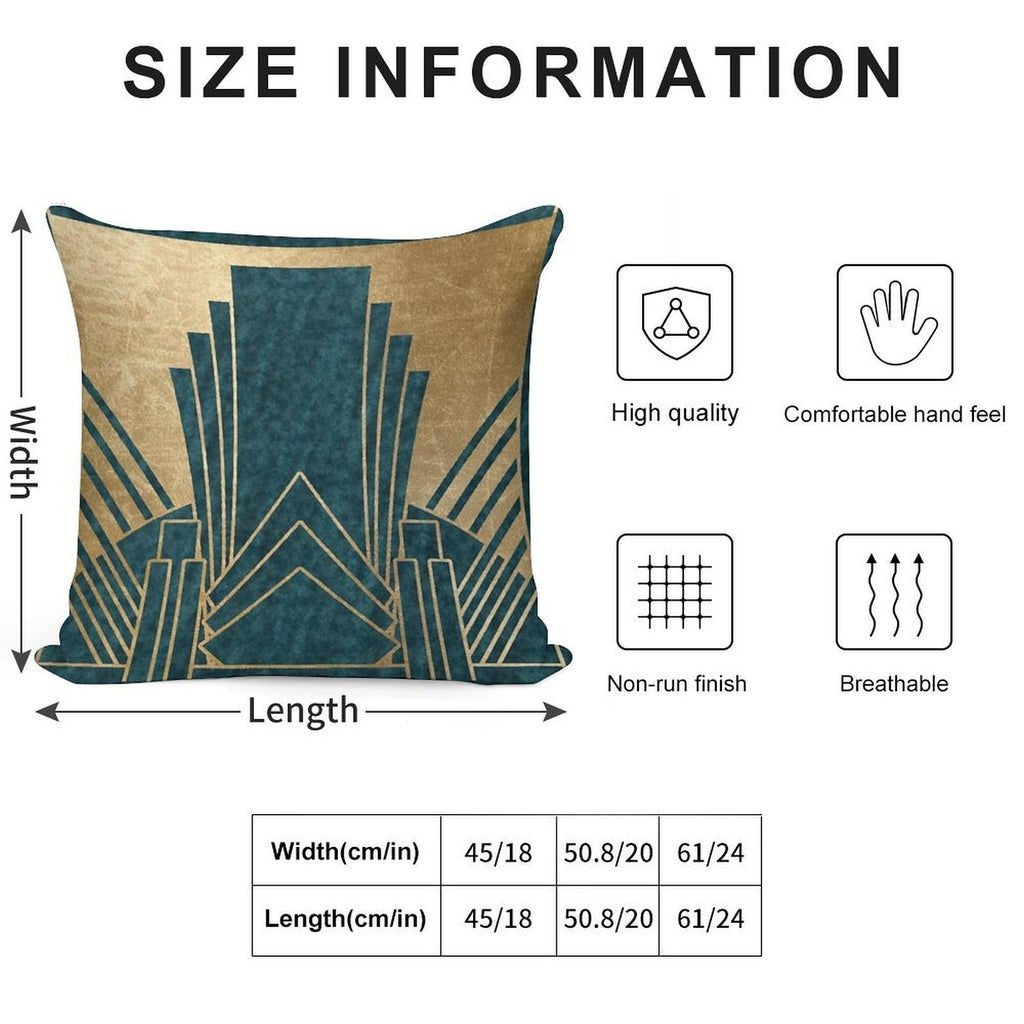 Art Deco Glamour - Teal And Gold Soft Washable Throw Pillow