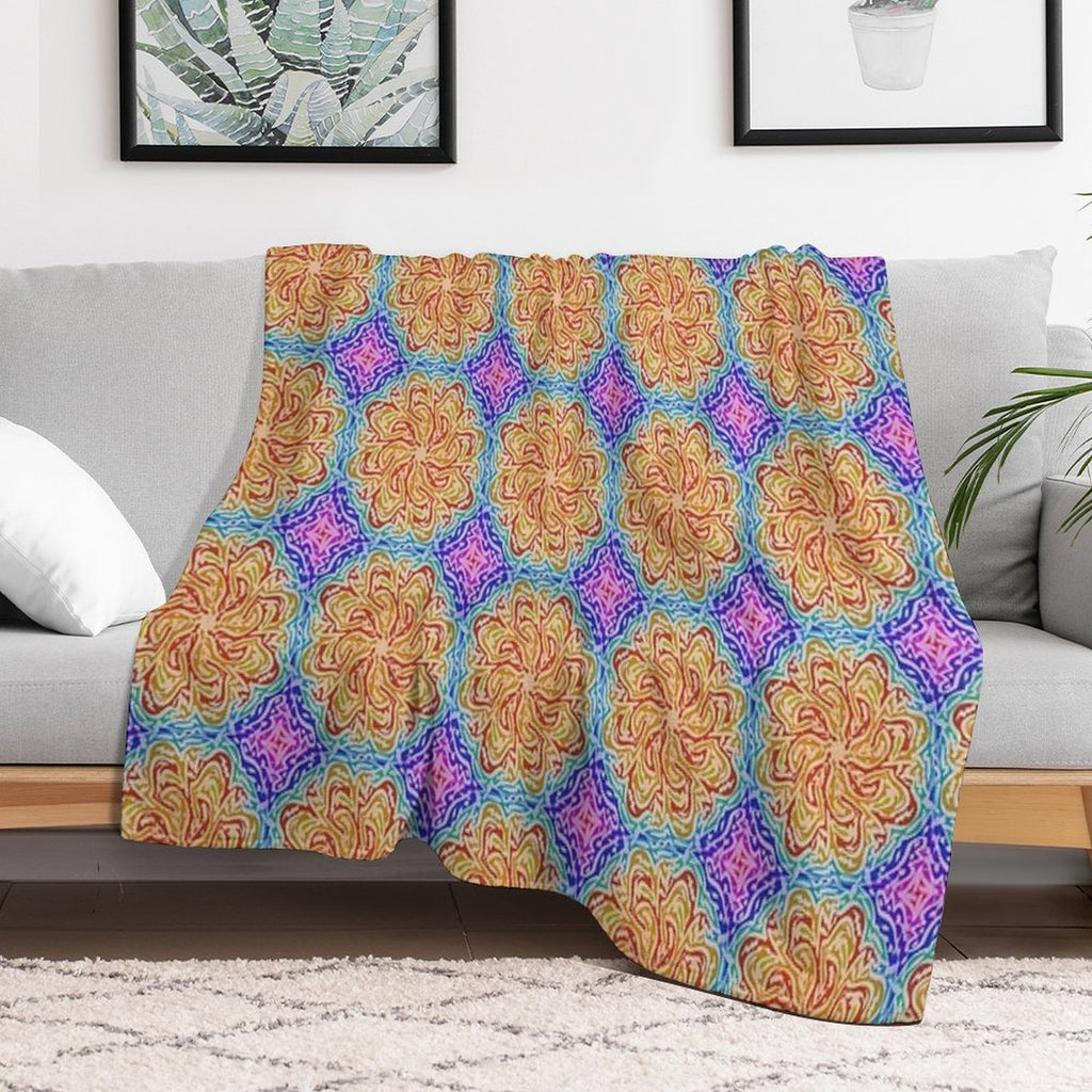 Rainbow Mandela Easy Care Throw Blanket