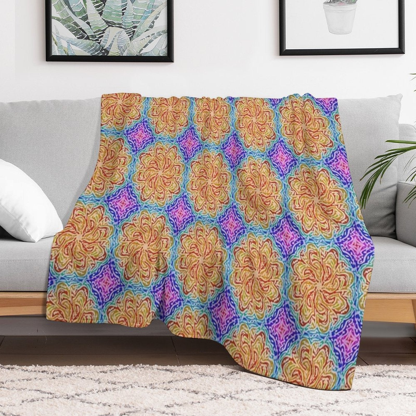 Rainbow Mandela Easy Care Throw Blanket