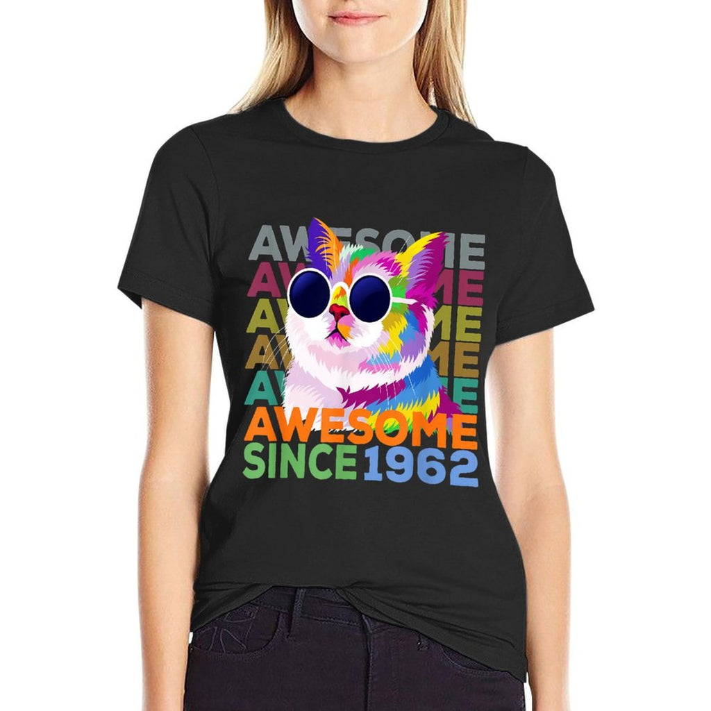 Awesome Since 1962 Funny Cat Lover 60th Birthday Comfortable T-Shirt