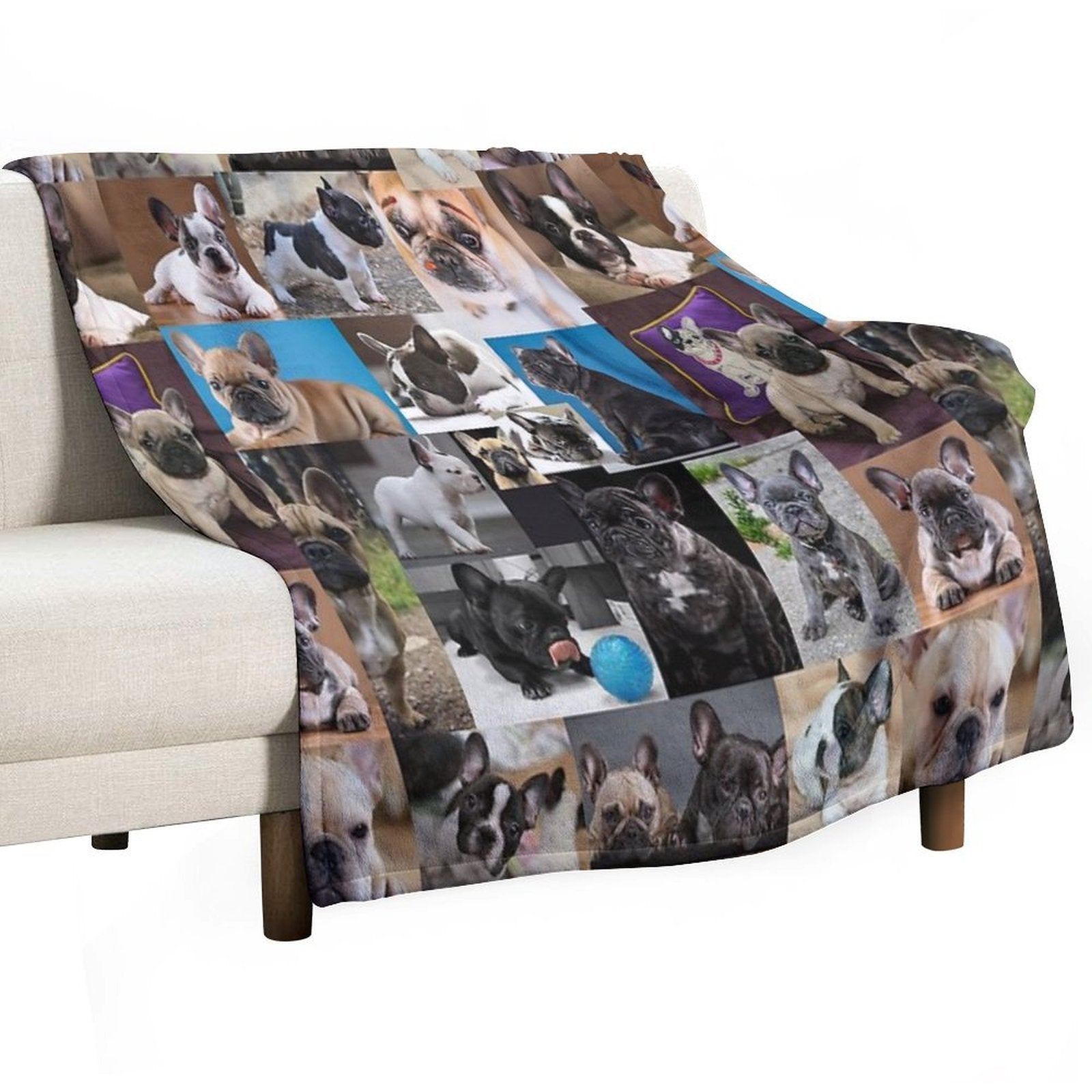 French Bulldog Dog Breed Collage - 2 Sustainable Throw Blanket