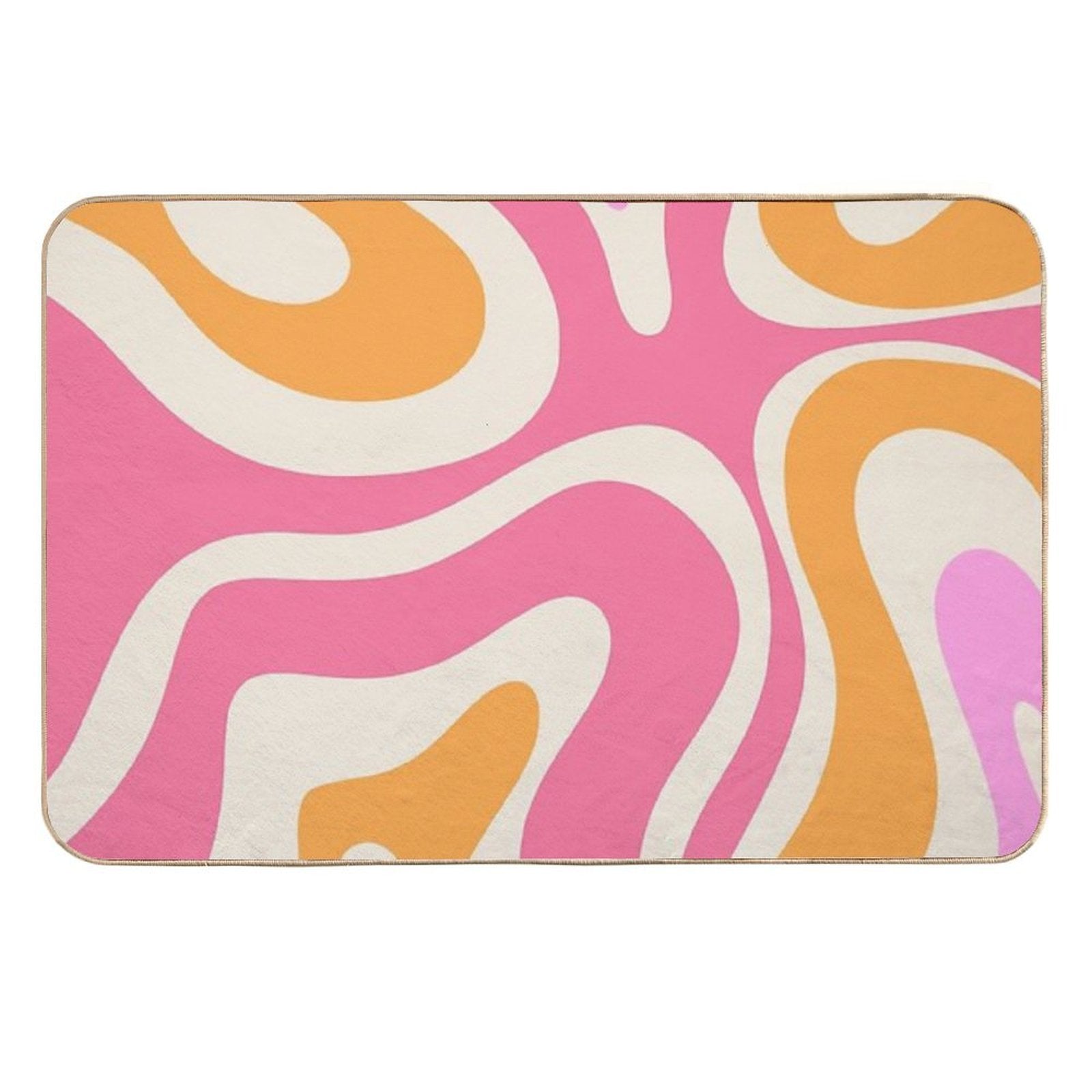 Modern Retro Liquid Swirl Abstract Pattern Vertical Pink And Orange  Non-Slip Bath Mat