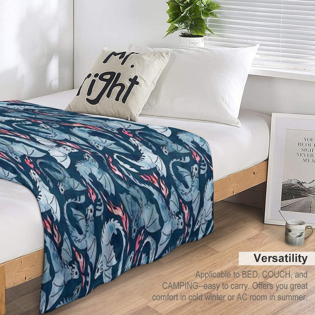 Dragon Fire Dark Blue Velvety-soft Throw Blanket