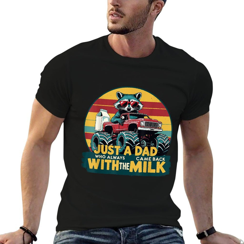 Just A Dad Who Always Came Back Funny Father's Day for Dad  Ribbed Collar T-Shirt
