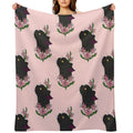 Christmas Cacti Floral Cat Bea Machine-washable Throw Blanket