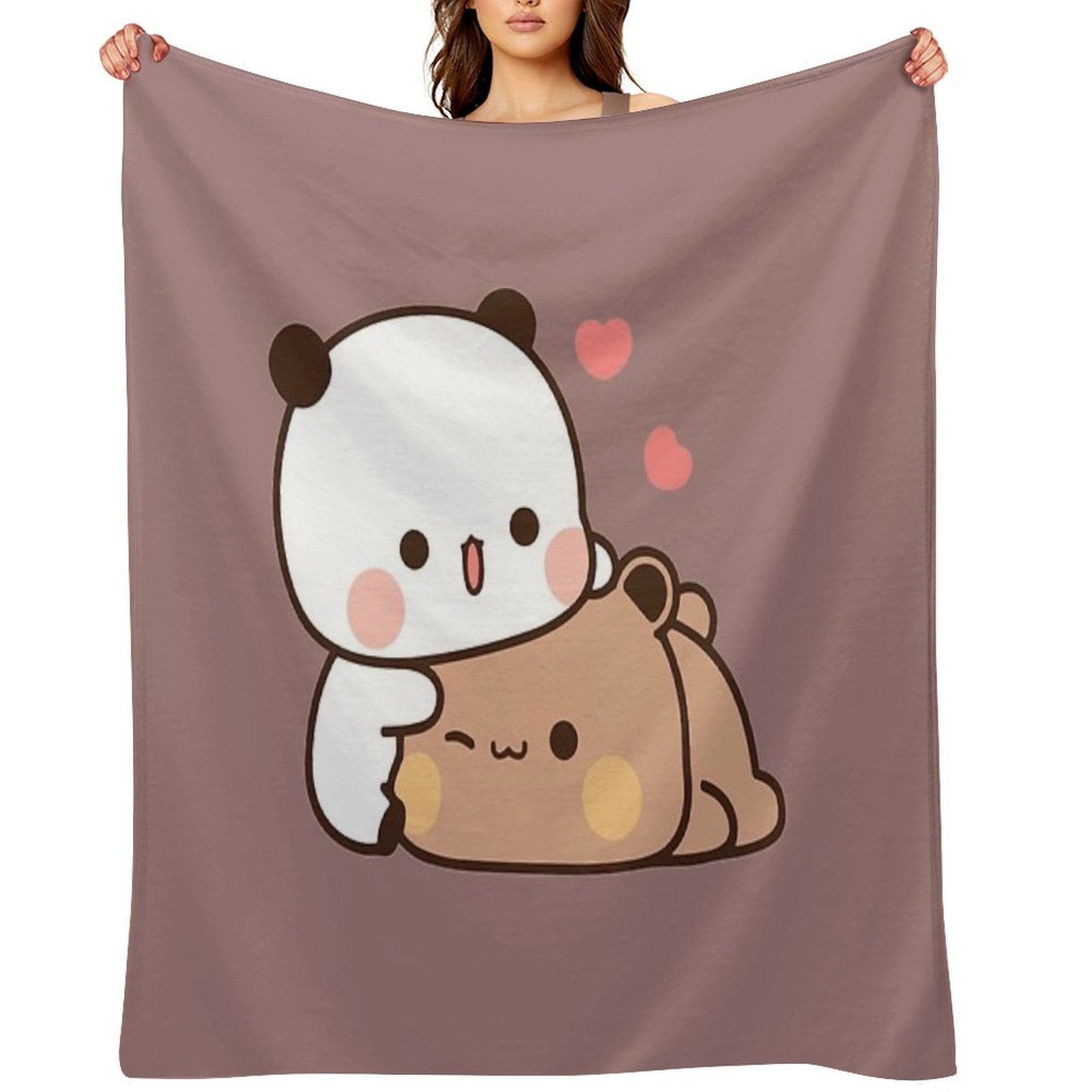 DuDu Bear And BuBu Panda’s Love Relaxing Moment Shrink-resistant Throw Blanket