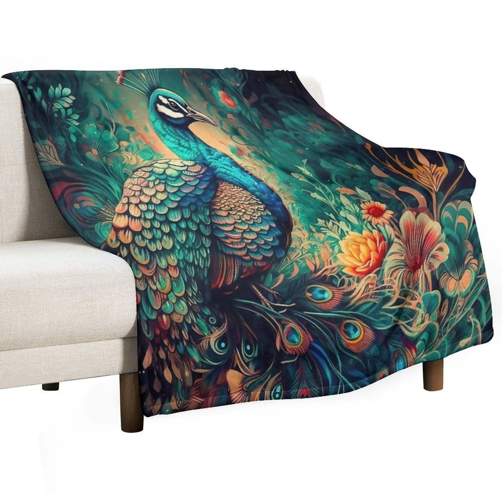 Peacock Premium Throw Blanket